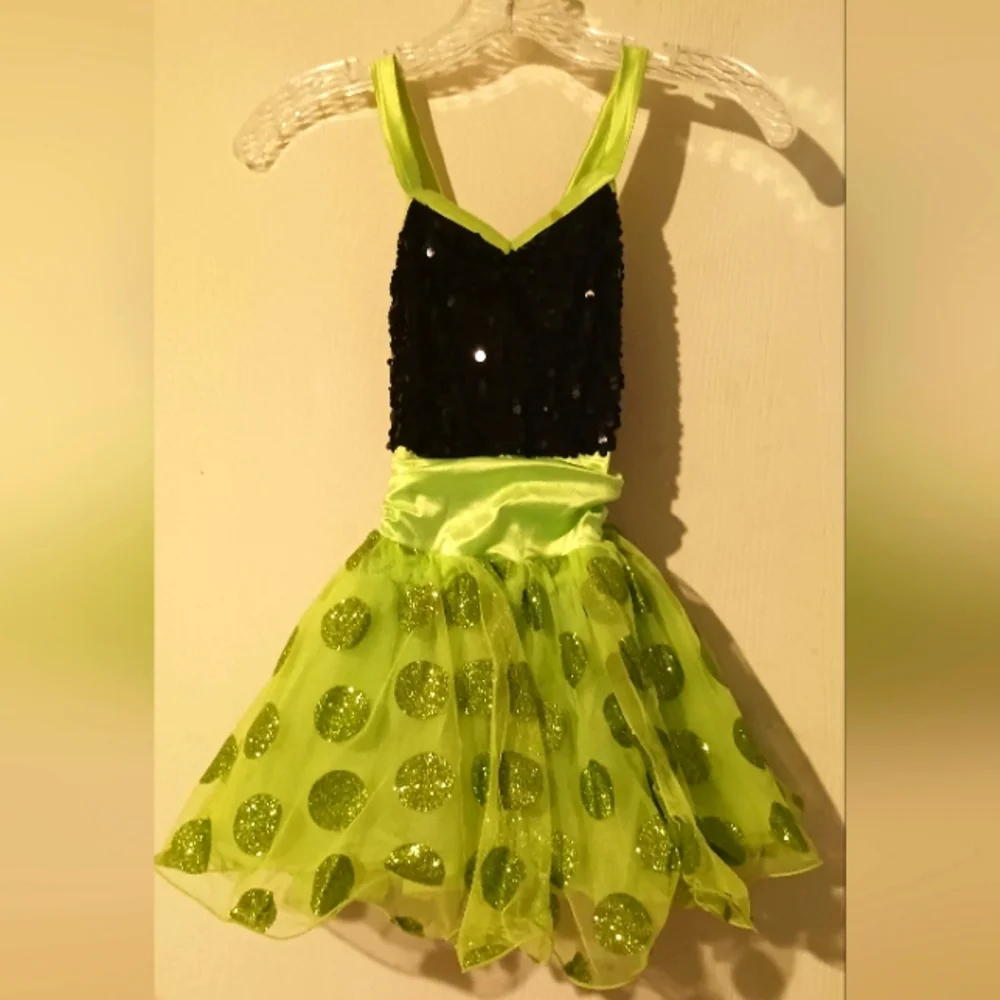 Weissman Dance Costume Green & Black Sequins size‎ IC